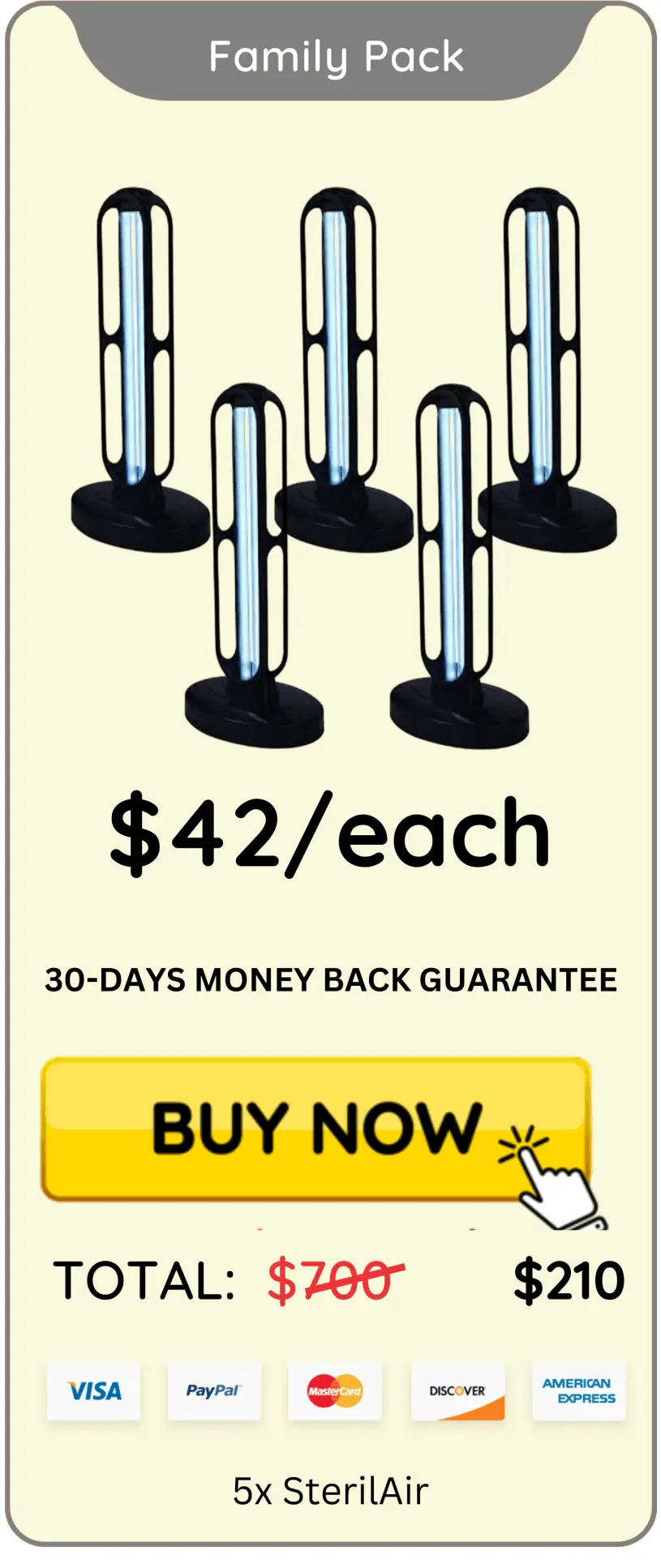 SterilAir UV offer package price 
